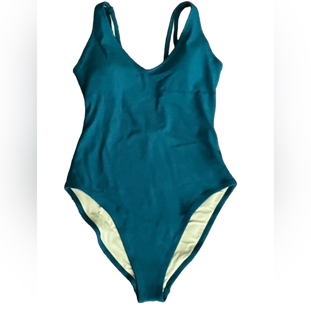 NEW Old Navy Women’s V Neck Terry One Piece Swimsuit Teal Green Size XS